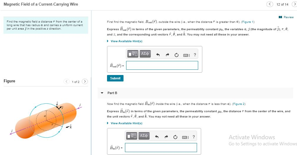 Solved Magnetic Field of a Current-Carrying Wire 12 of 14 > | Chegg.com