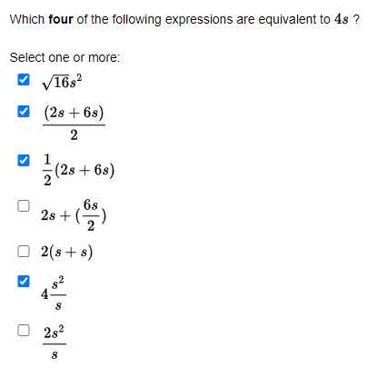 Solved Which four of the following expressions are | Chegg.com