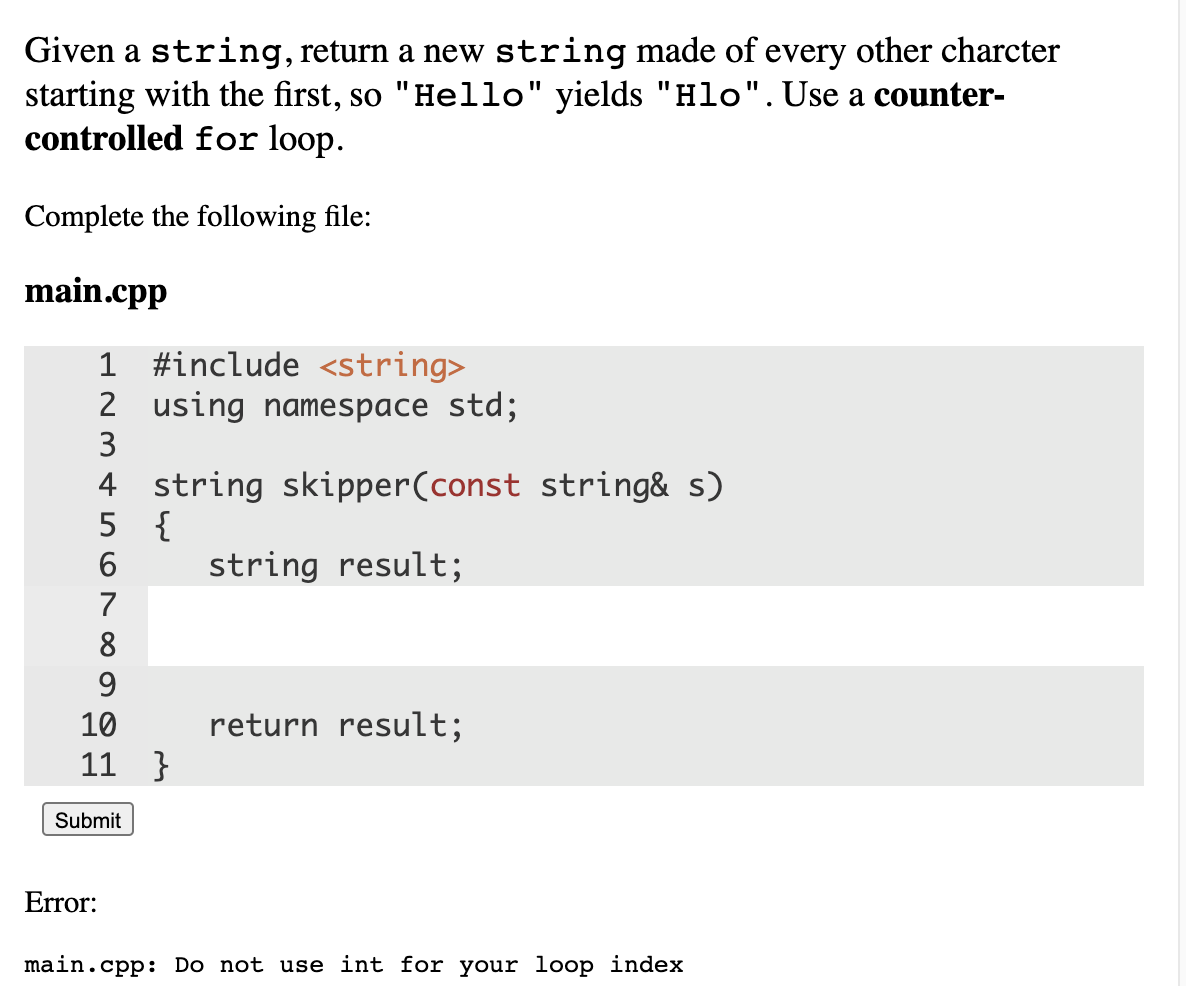 solved-given-a-string-return-a-new-string-made-of-every-chegg