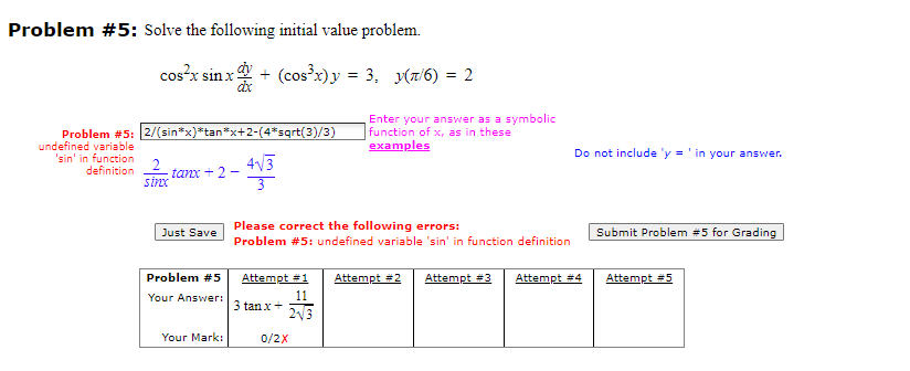 Solved Problem \# 4: Solve the following initial value | Chegg.com