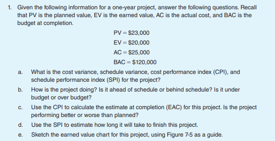 Solved 1. Given the following information for a one-year | Chegg.com
