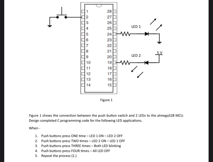 Solved Figure 1 shows the connection between the push button | Chegg.com