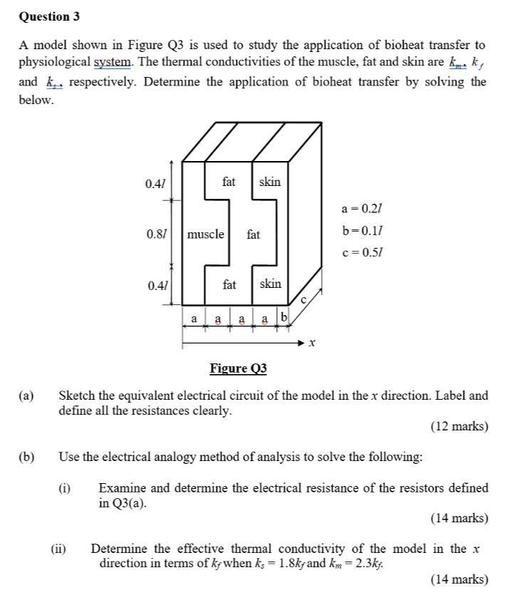 Solved A model shown in Figure Q3 is used to study the | Chegg.com