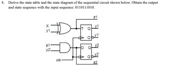 Solved 4. Derive the state table and the state diagram of | Chegg.com