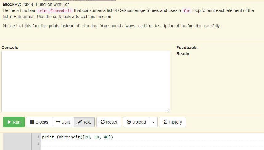 Solved BlockPy: #32.4) Function with For Define a function | Chegg.com