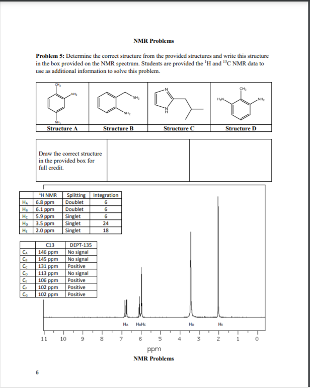 Solved NMR Problems Problem 5: Determine The Correct | Chegg.com