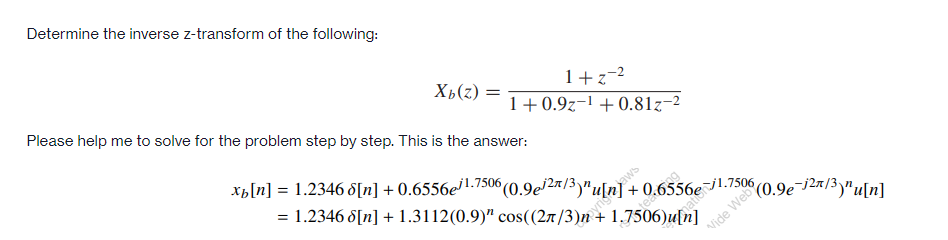 Solved Determine the inverse z-transform of the following: | Chegg.com