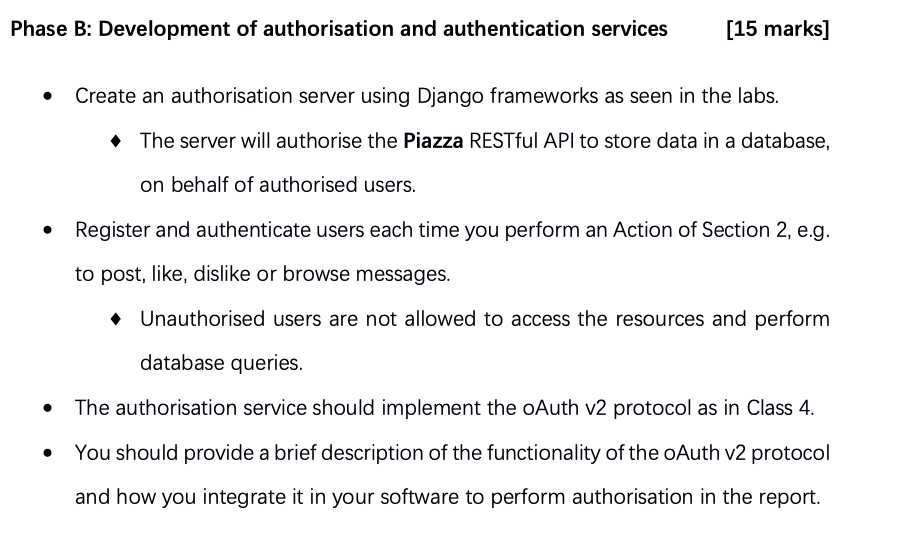 Phase B: Development Of Authorisation And | Chegg.com