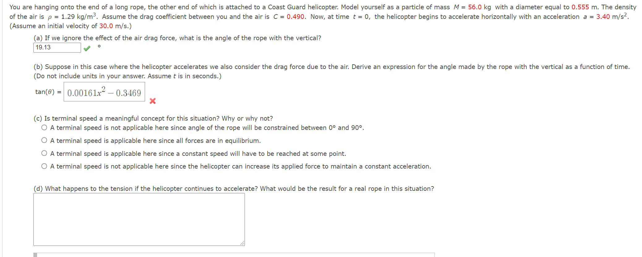 Solved You are hanging onto the end of a long rope, the | Chegg.com