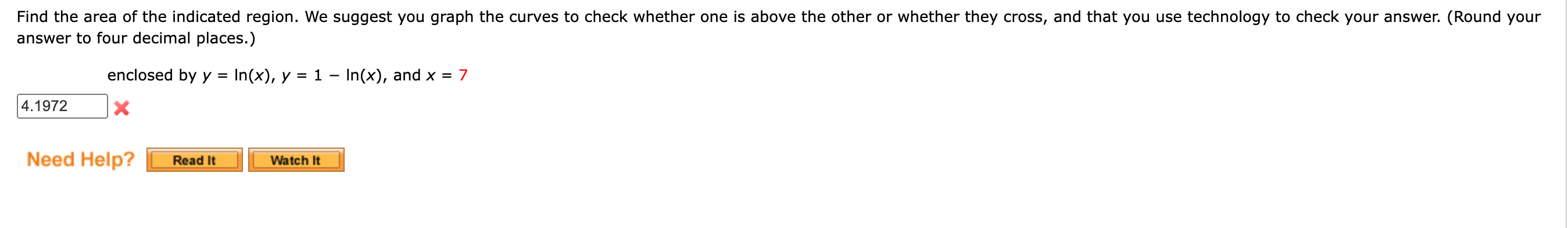 Solved Find the area of the indicated region. We suggest you | Chegg.com