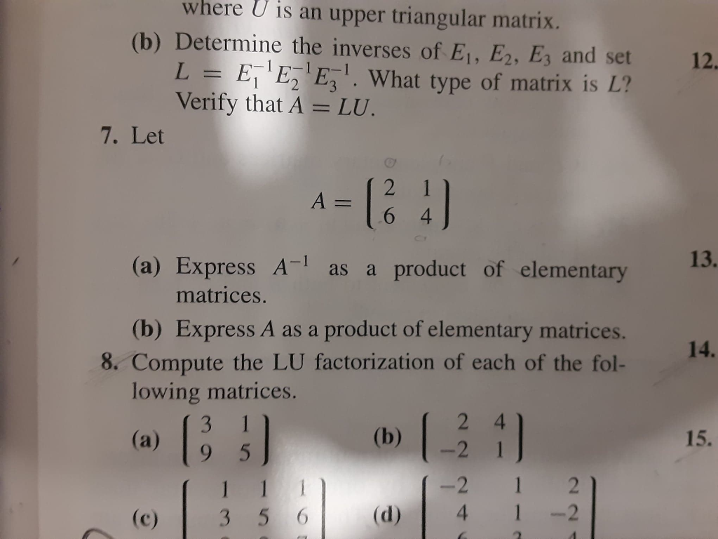 Solved where U is an upper triangular matrix. (b) Determine | Chegg.com