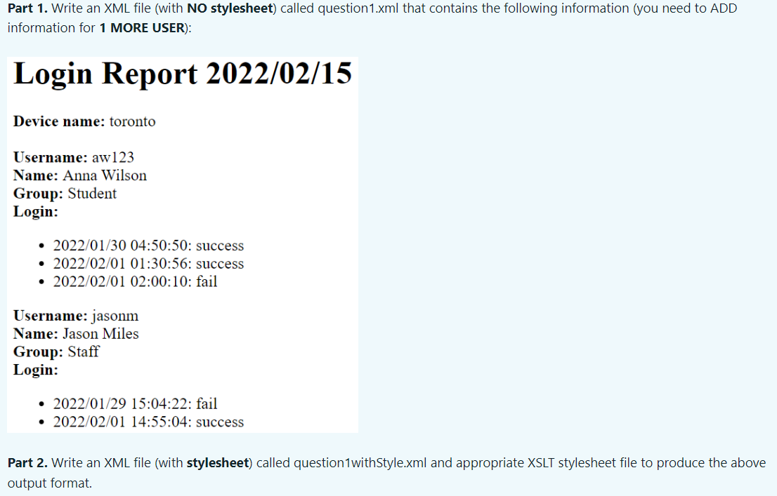 Solved Part 1. Write An XML File (with NO Stylesheet) Called | Chegg.com