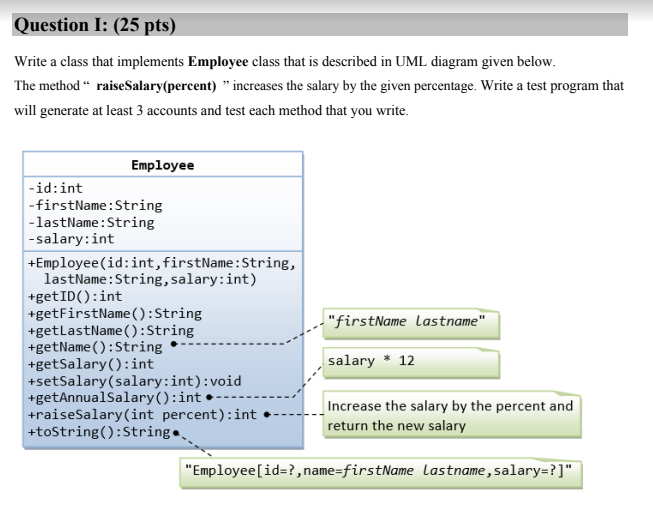 Solved Question I: (25 pts) Write a class that implements | Chegg.com