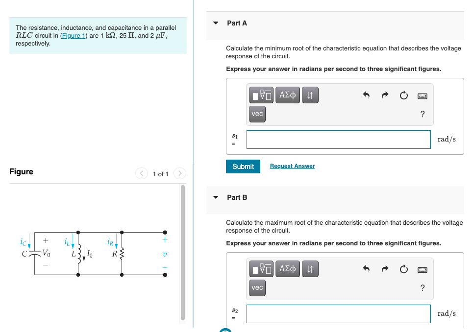 Solved The resistance, inductance, and capacitance in a