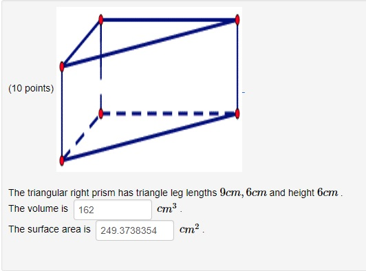 Solved (10 points) The triangular right prism has triangle | Chegg.com