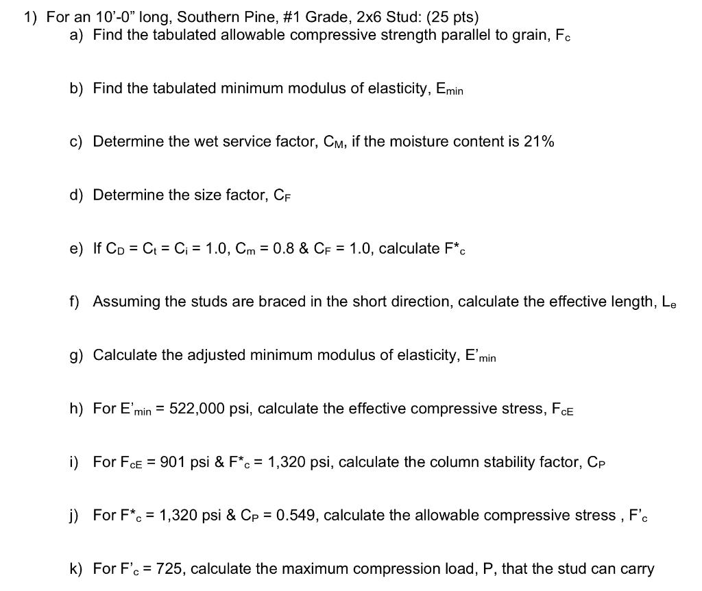 Solved 1) For an 10'-0