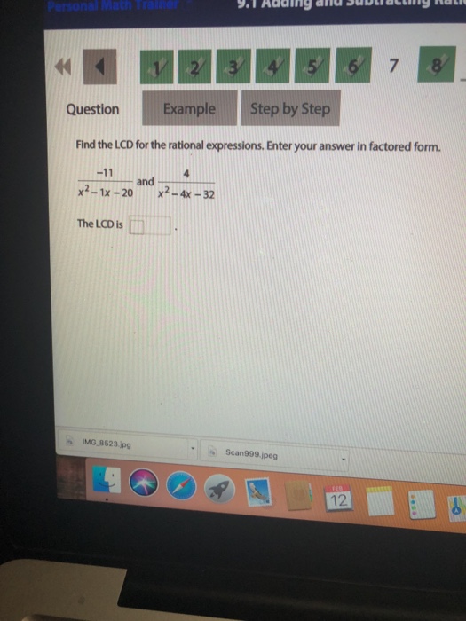 Solved QuestionExample Step by Step Find the LCD for the | Chegg.com