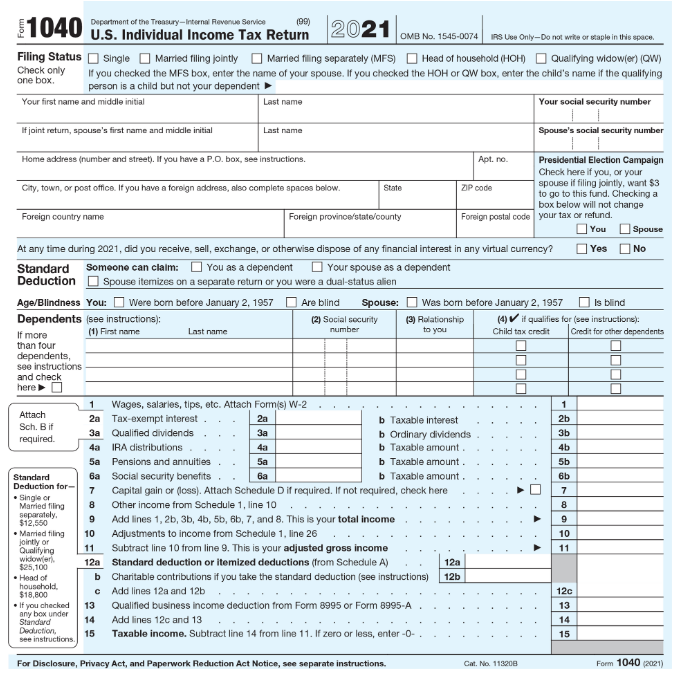 Solved Prepare an Income Tax Return for the following | Chegg.com