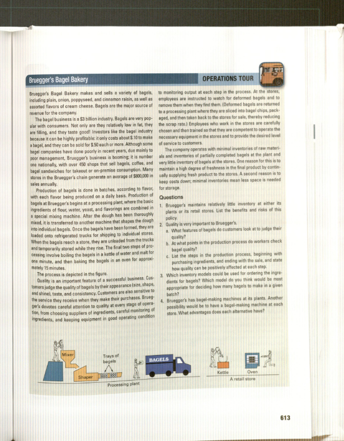 Solved Bruegger’s Bagel Bakery; 11th Edition; page 613; 3 of