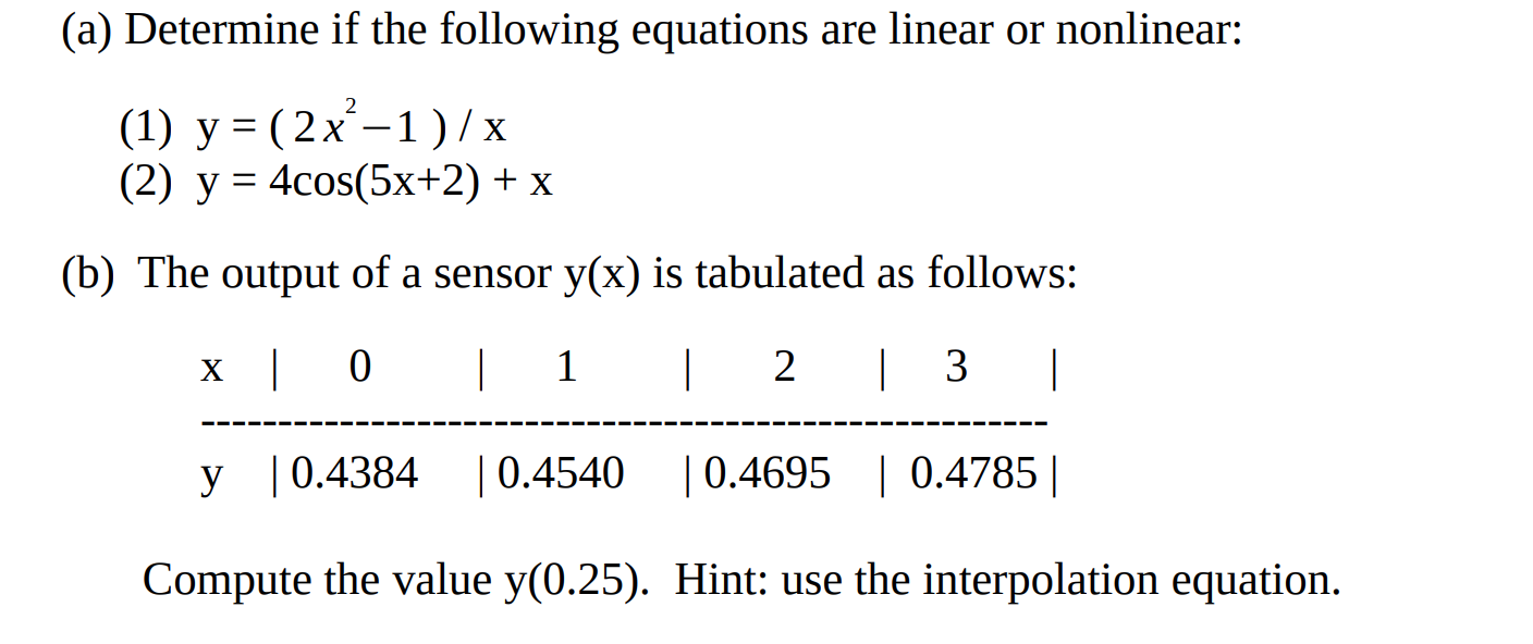 Solved (a) Determine if the following equations are linear | Chegg.com