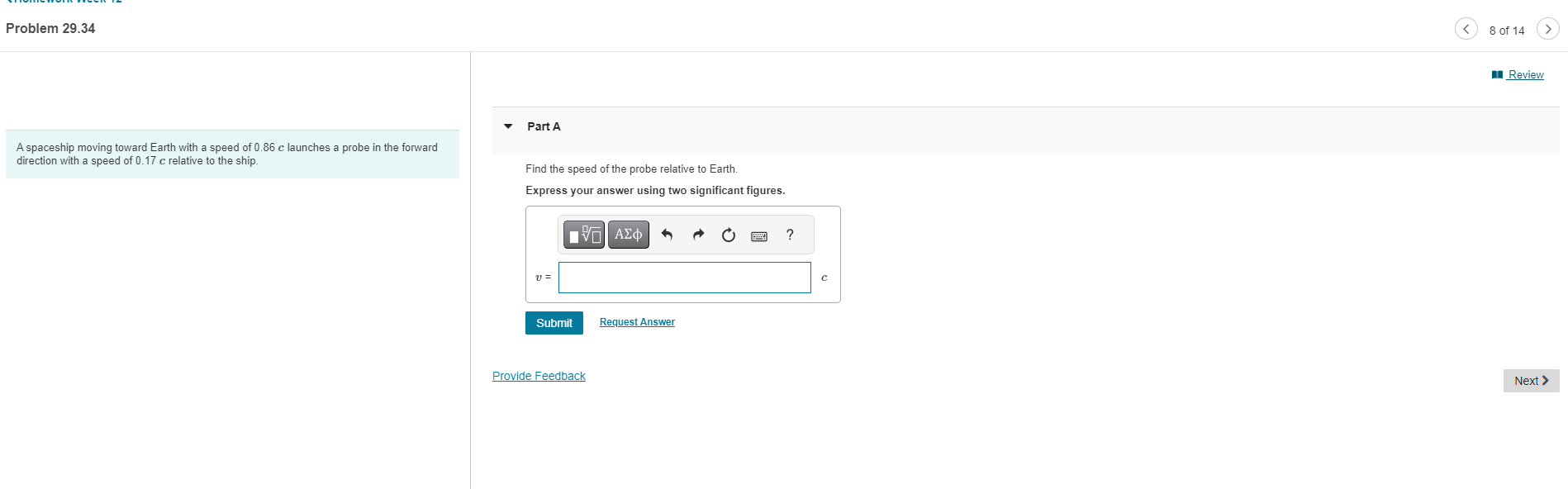 Solved A Spaceship Moving Toward Earth With A Speed Of Chegg Com