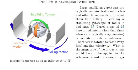 Solved PROBLEM 5: STABILIZING GYROSCOPE Large stabilizing | Chegg.com