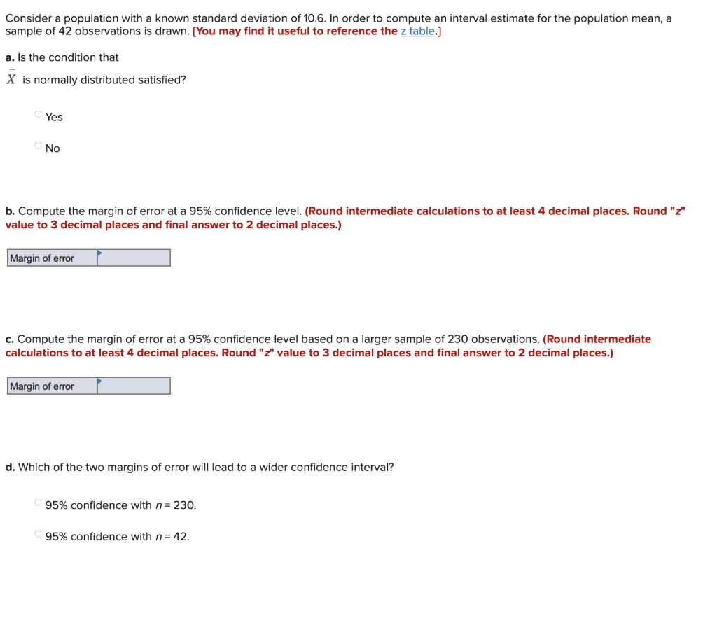 Solved Consider a population with a known standard deviation | Chegg.com