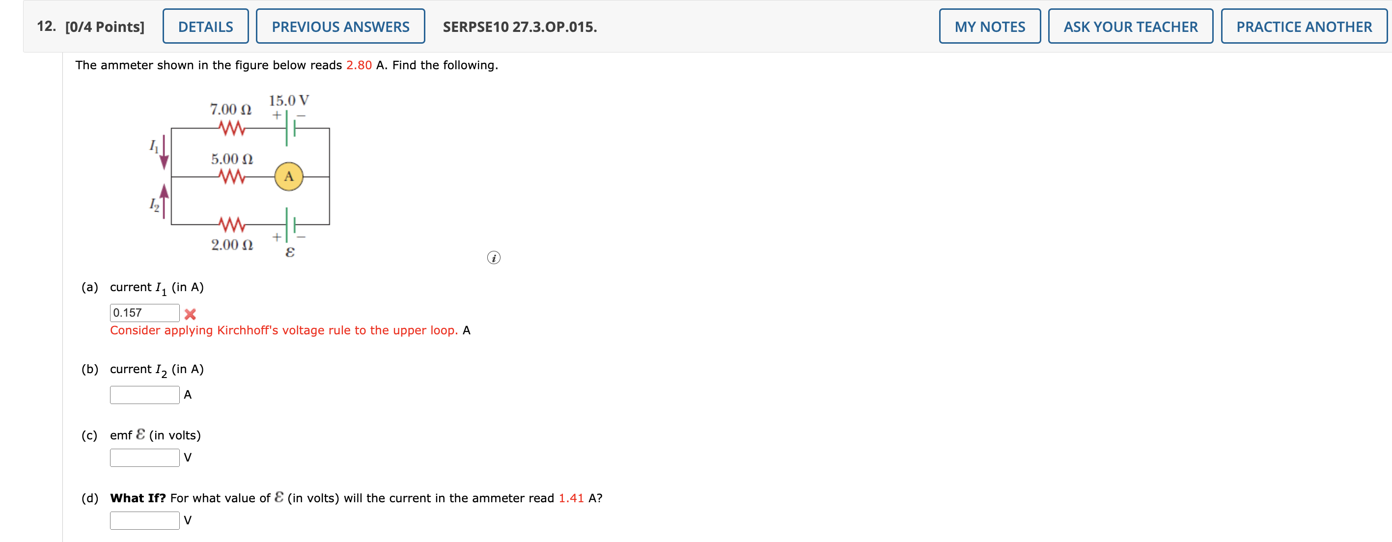 Solved The ammeter shown in the figure below reads 2.80 A. | Chegg.com