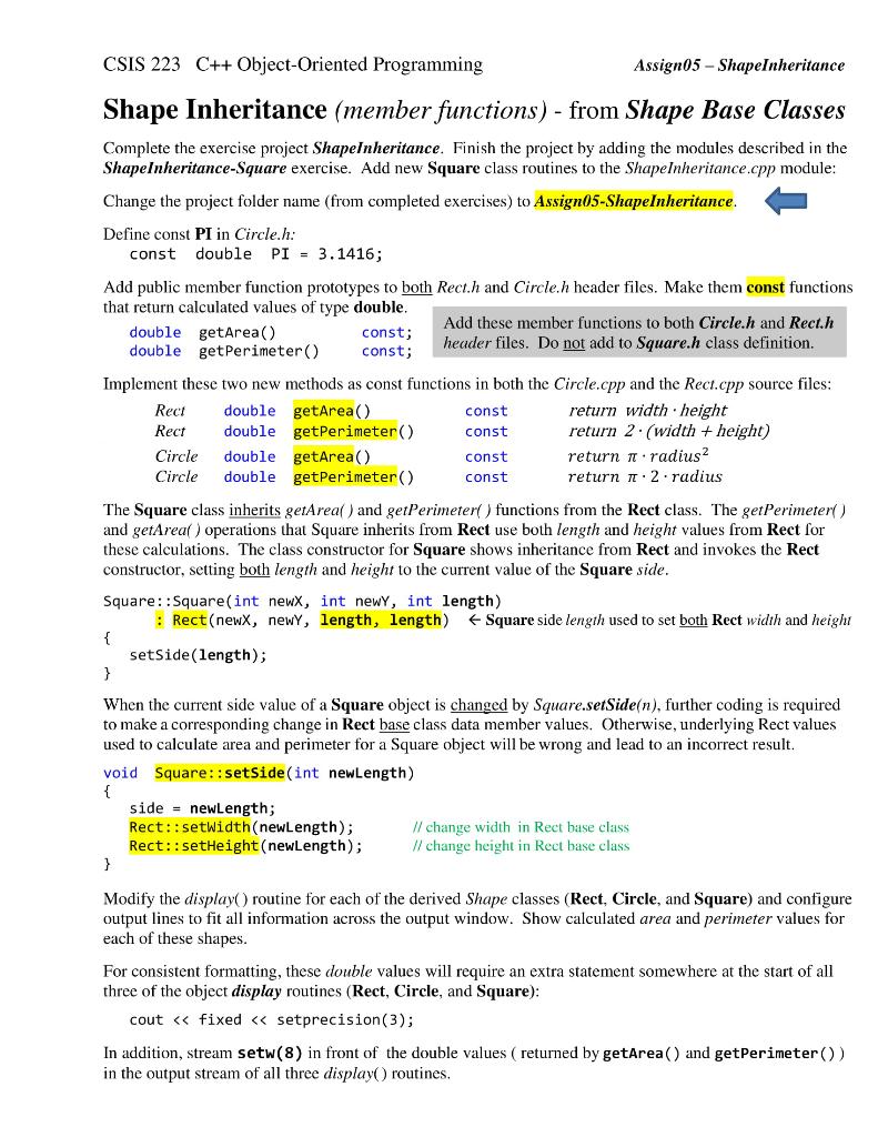 C Inheritance Program Shape Inheritance Square Chegg Com