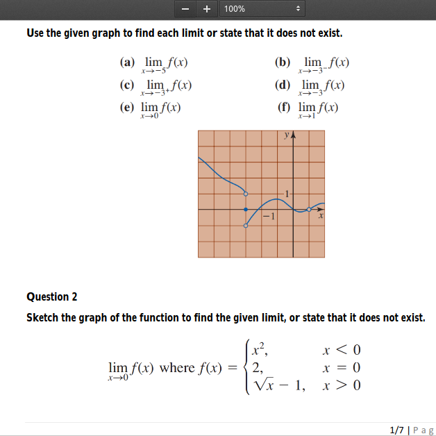 Solved - + 100% Use the given graph to find each limit or | Chegg.com