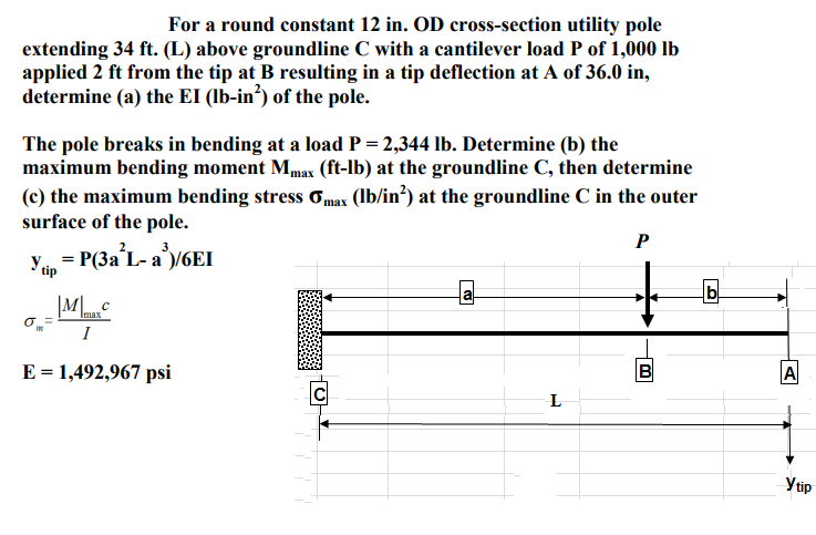 Solved For a round constant 12 in. OD cross-section utility | Chegg.com