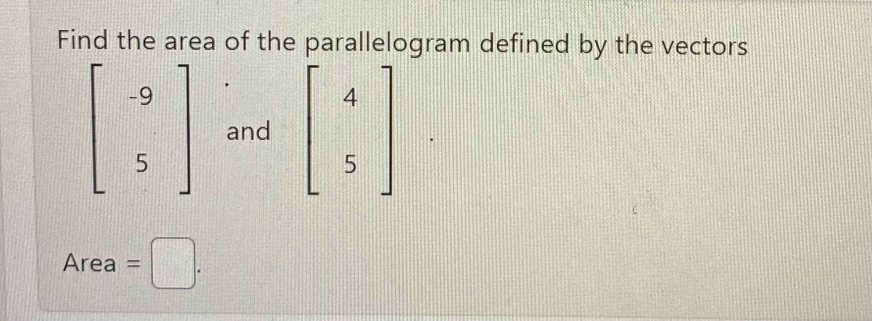 how to find area of parallelogram with 3d vectors