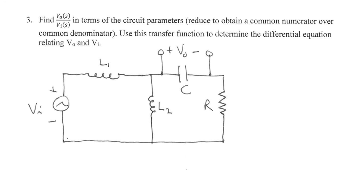 Solved 3. Find V.(s) In Terms Of The Circuit Parameters 