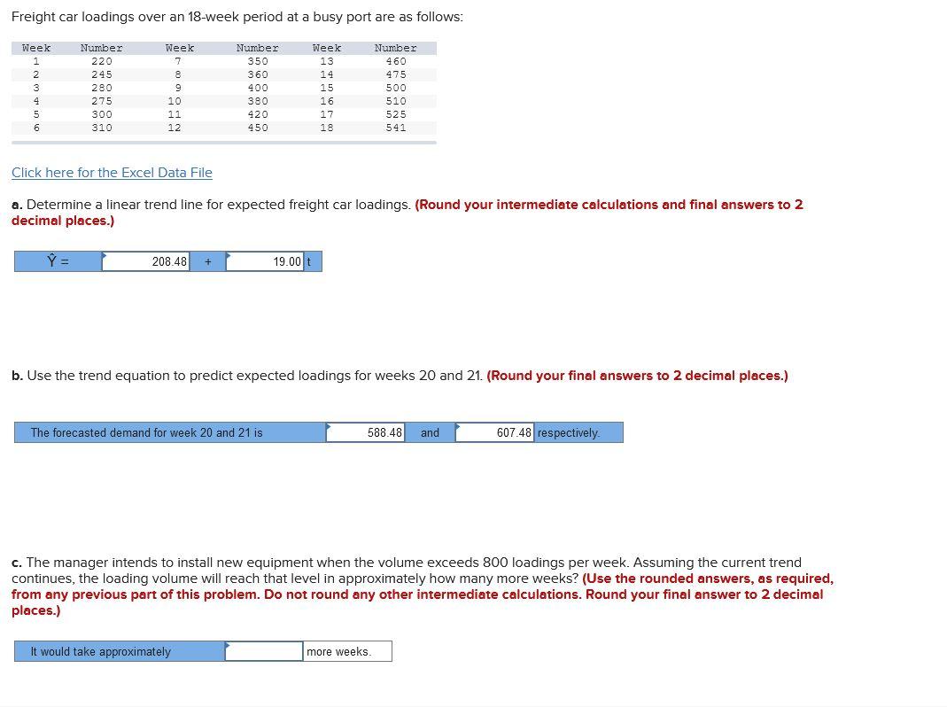 Solved Freight car loadings over an 18week period at a busy