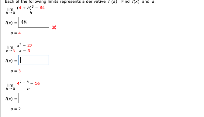 Solved Each Of The Following Limits Represents A Derivati Chegg Com