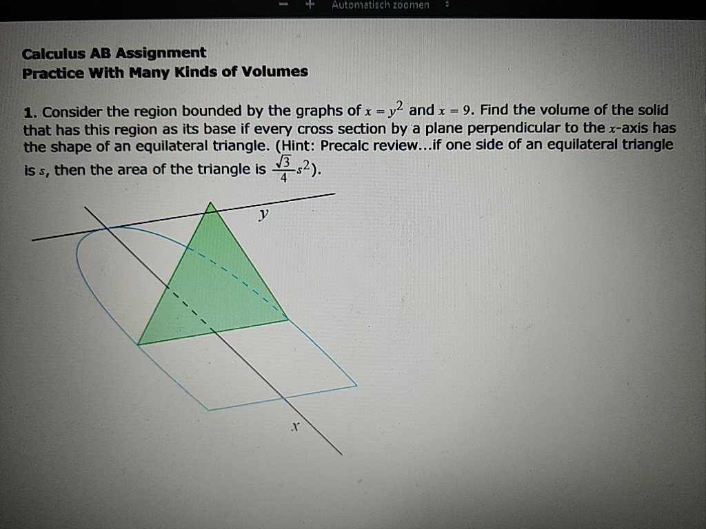 Solved 1 Consider The Region Bounded By The Graphs Of X Chegg Com