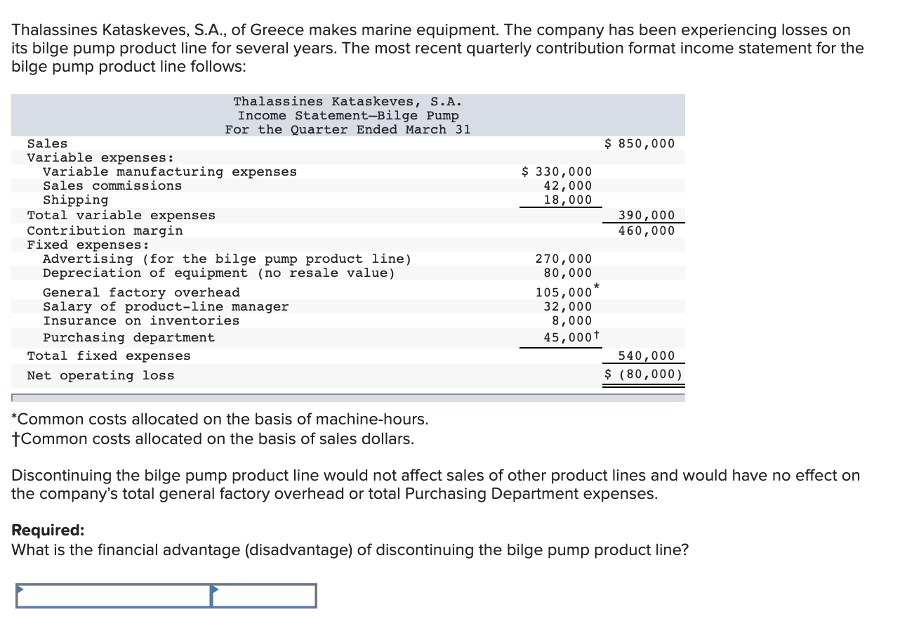 Solved Thalassines kataskeves, S.A., of Greece makes marine