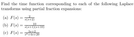 Solved Find the time function corresponding to each of the | Chegg.com