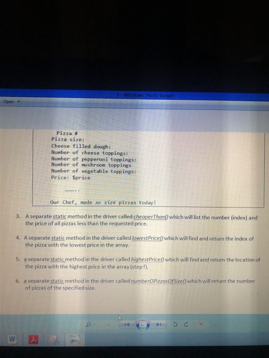 Take the Pizza class from assignment # 1 and modify | Chegg.com