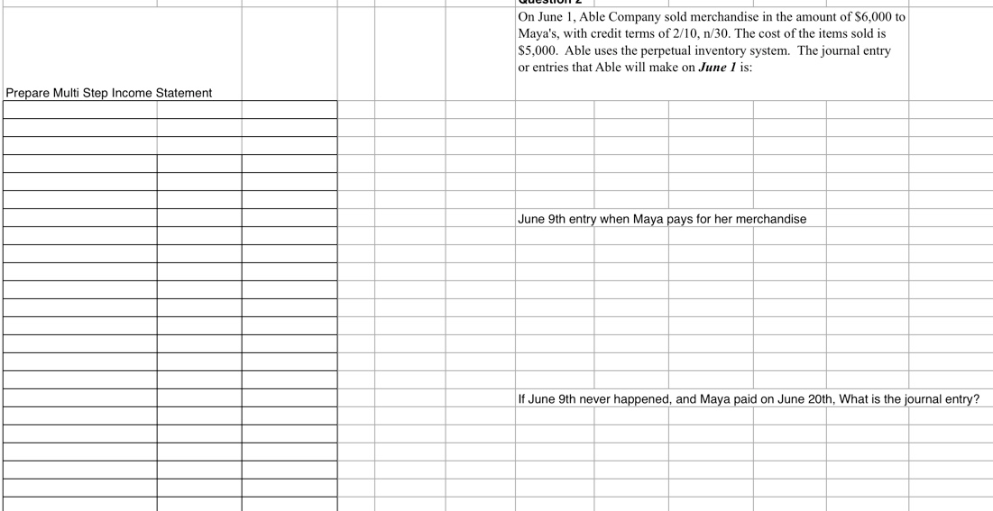 Solved On June 1 Able Company Sold Merchandise In The Chegg Com