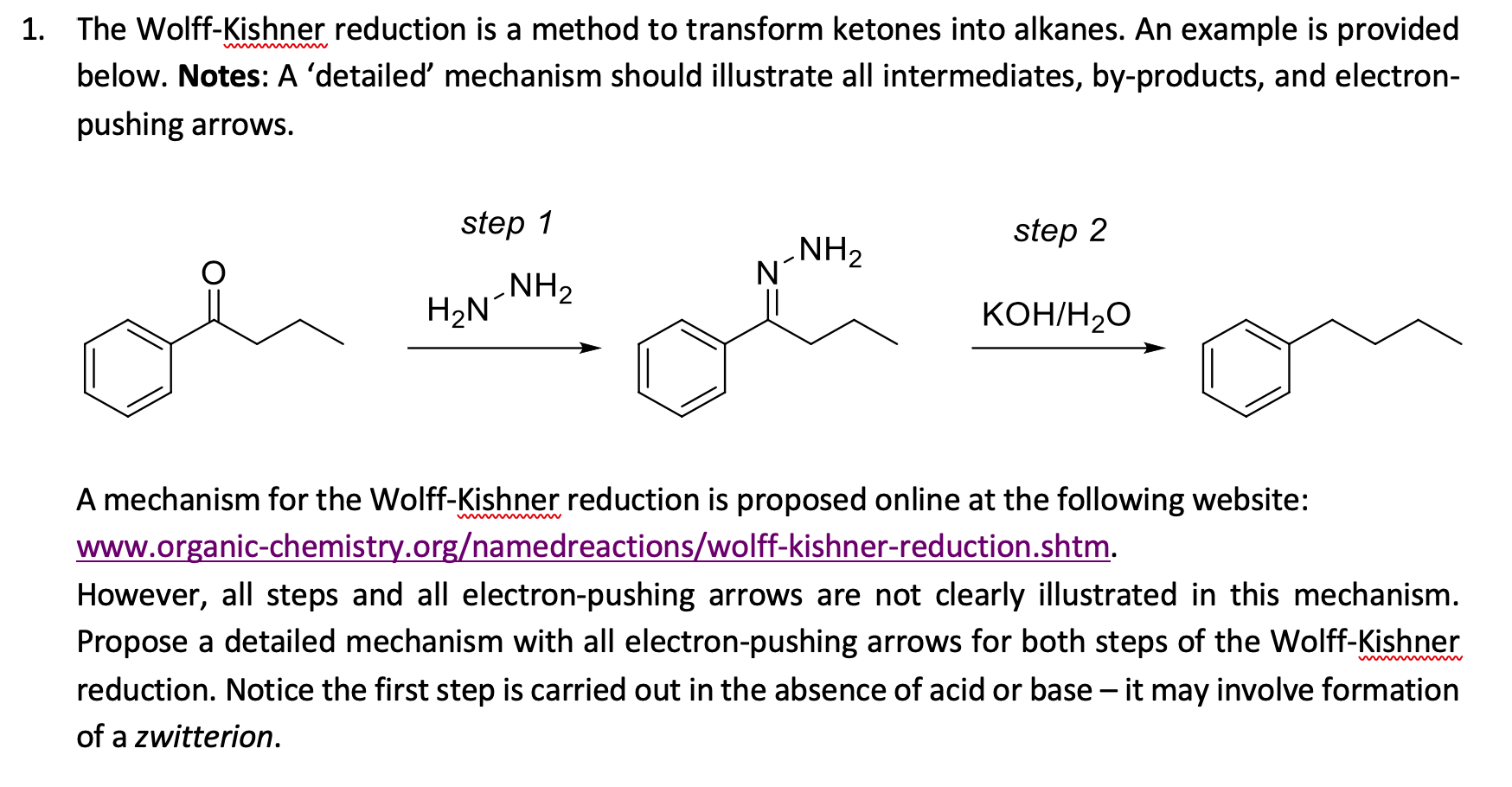 solved-w-1-the-wolff-kishner-reduction-is-a-method-to-chegg