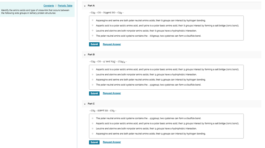 Solved Part A Identfy the amino acids and type of cross-link | Chegg.com