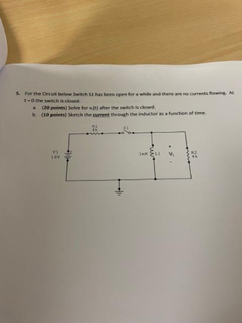 Solved For the circuit below switch s1 has been open for a | Chegg.com