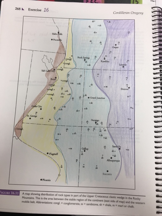 Solved 268 Exercise 16 Cordilleran Orogeny she Rock Denver | Chegg.com