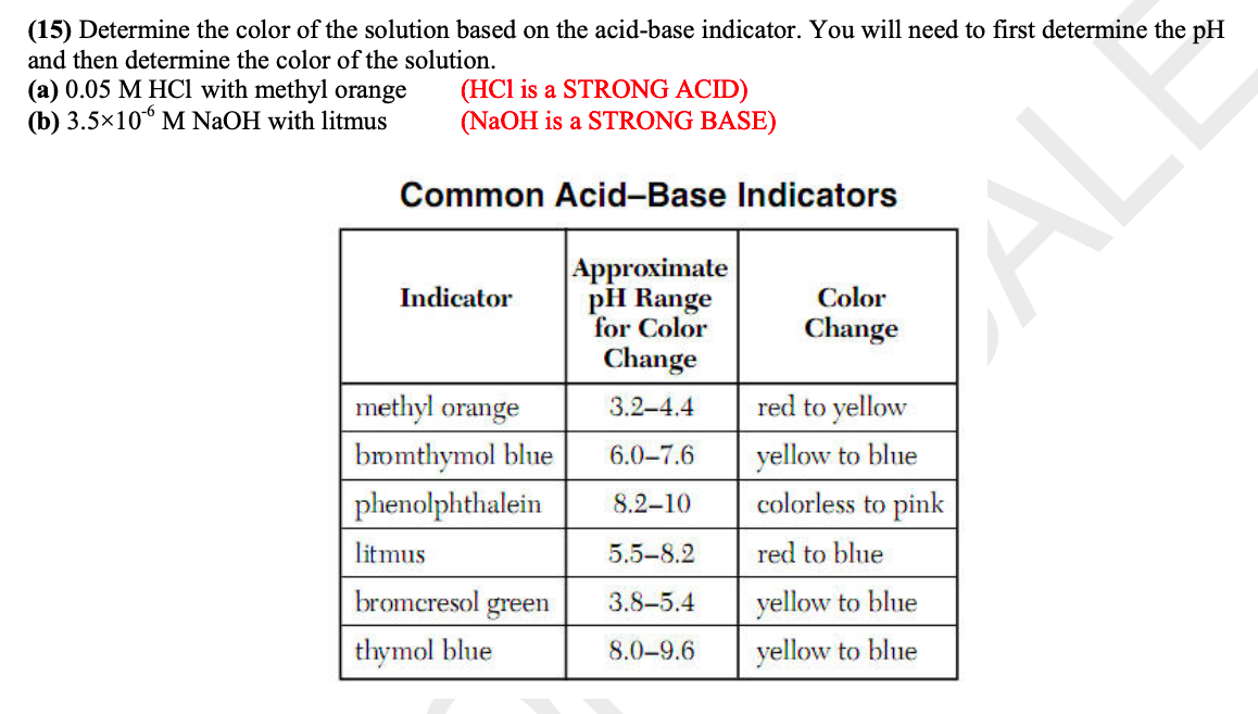 15 Determine The Color Of The Solution Based On The Chegg 