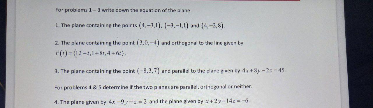 Solved For problems 1-3 write down the equation of the | Chegg.com