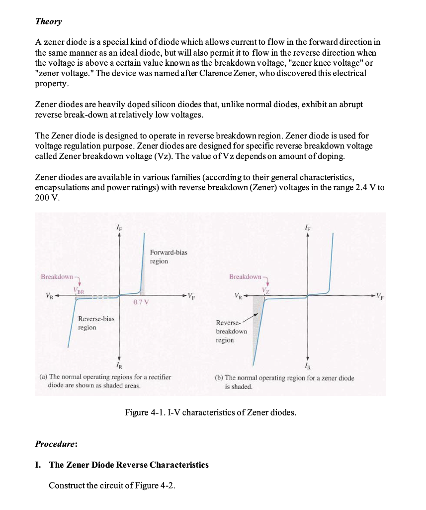 Lab 5 The Zener Diode Purpose The purpose of this