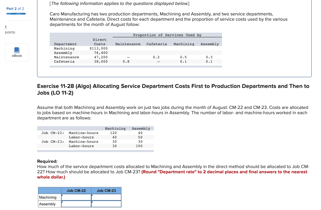 Solved Part 1 of 2 Required information Exercise 11-27 & | Chegg.com