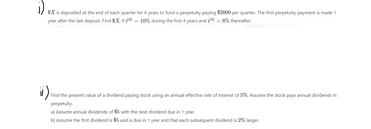 Solved X is deposited at the end of each quarter for 4 years | Chegg.com