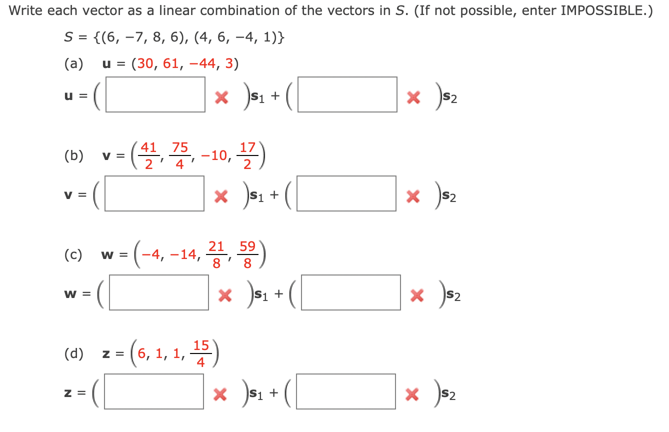 Solved Write each vector as a linear combination of the | Chegg.com